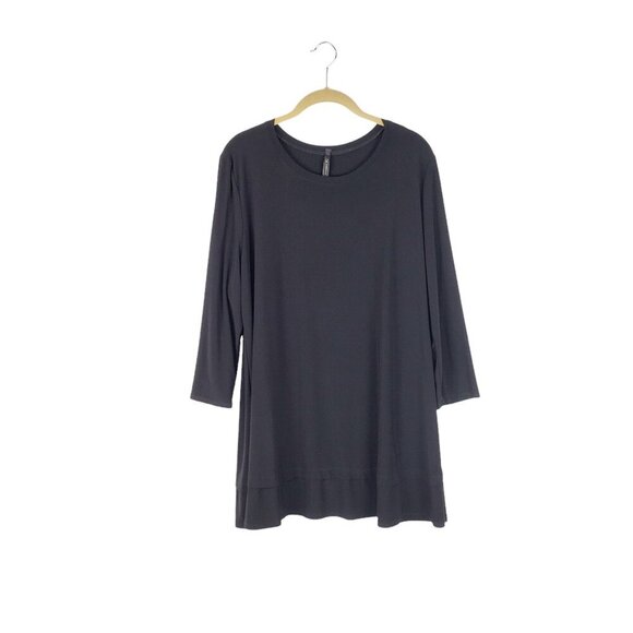 IC by Connie K Tunic Top 3/4 Sleeve Black Faux Layered Travel Womens Size XXL - Picture 1 of 6